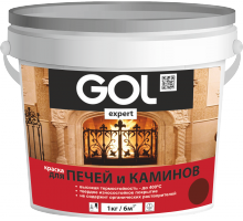 Краска ВД Красно-коричневая  1кг GOL для печей и каминов Gol.140-1