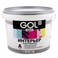 Краска моющаяся акриловая белая матовая  9л GOL expert интерьерная Exp.133-9 база A